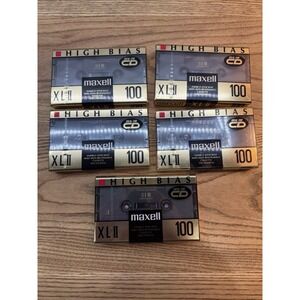 Lot of‎ 5 - Maxell XLII High Bias Cassette Tape 100 Minutes New Sealed